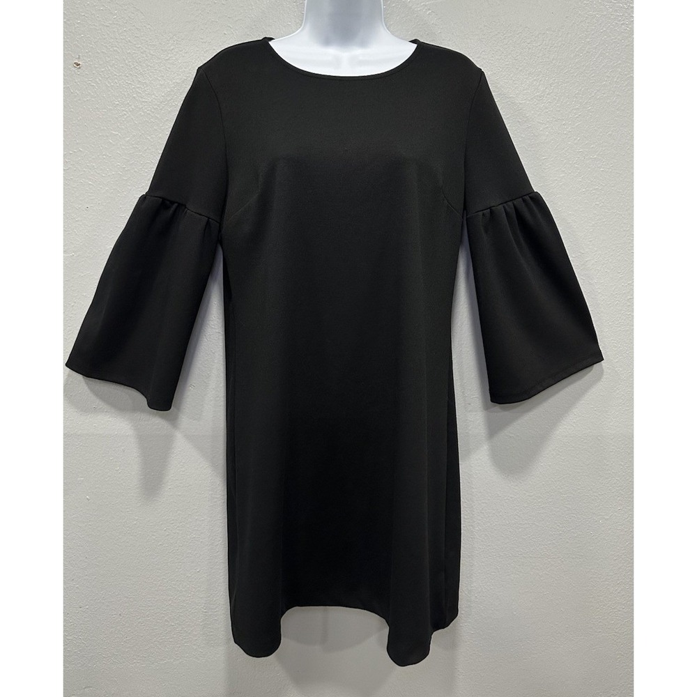 GAP Mini Dress Women's Size Medium Black 3/4 Wide Sleeves Zip Up Boho